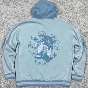 EUC SAILOR MOON HOT TOPIC Blue Graphic Hoodie W/Front Pockets Long Sleeve Silver